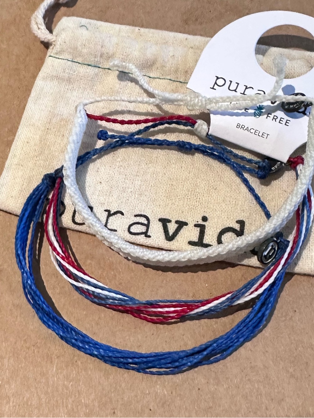PURA VIDA 3 Piece Unisex Thick Woven USA Patriotic Red, White & Blue Custom NEW